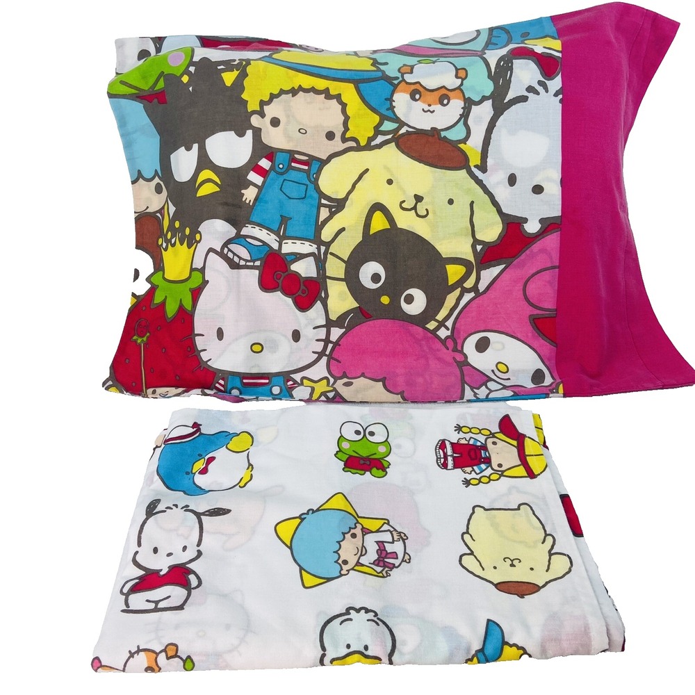Sanrio Friends Bedding Twin Flat Sheet Pillowcase Hello Kitty 2010 Cotton Blend